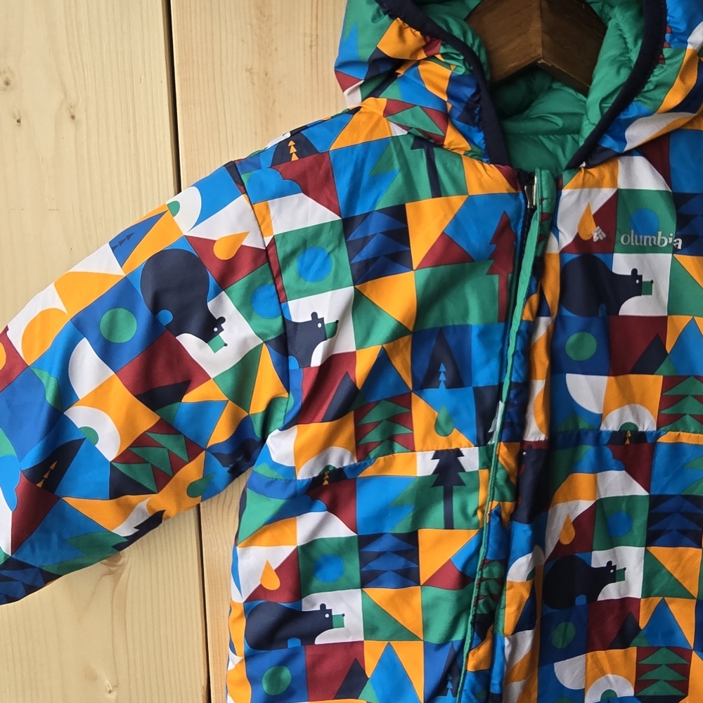 Columbia Baby Reversable One Piece Snow Suit Green Blue Infant - Picture 5 of 11
